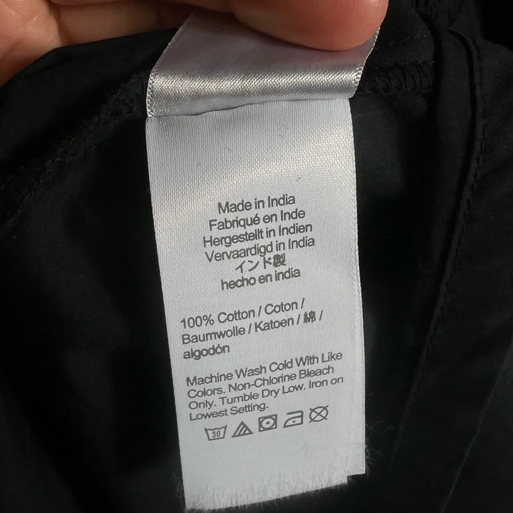 J CREW Smocked Puff Sleeve Black Cotton Poplin Midi Dress Womens Small - Picture 8 of 10